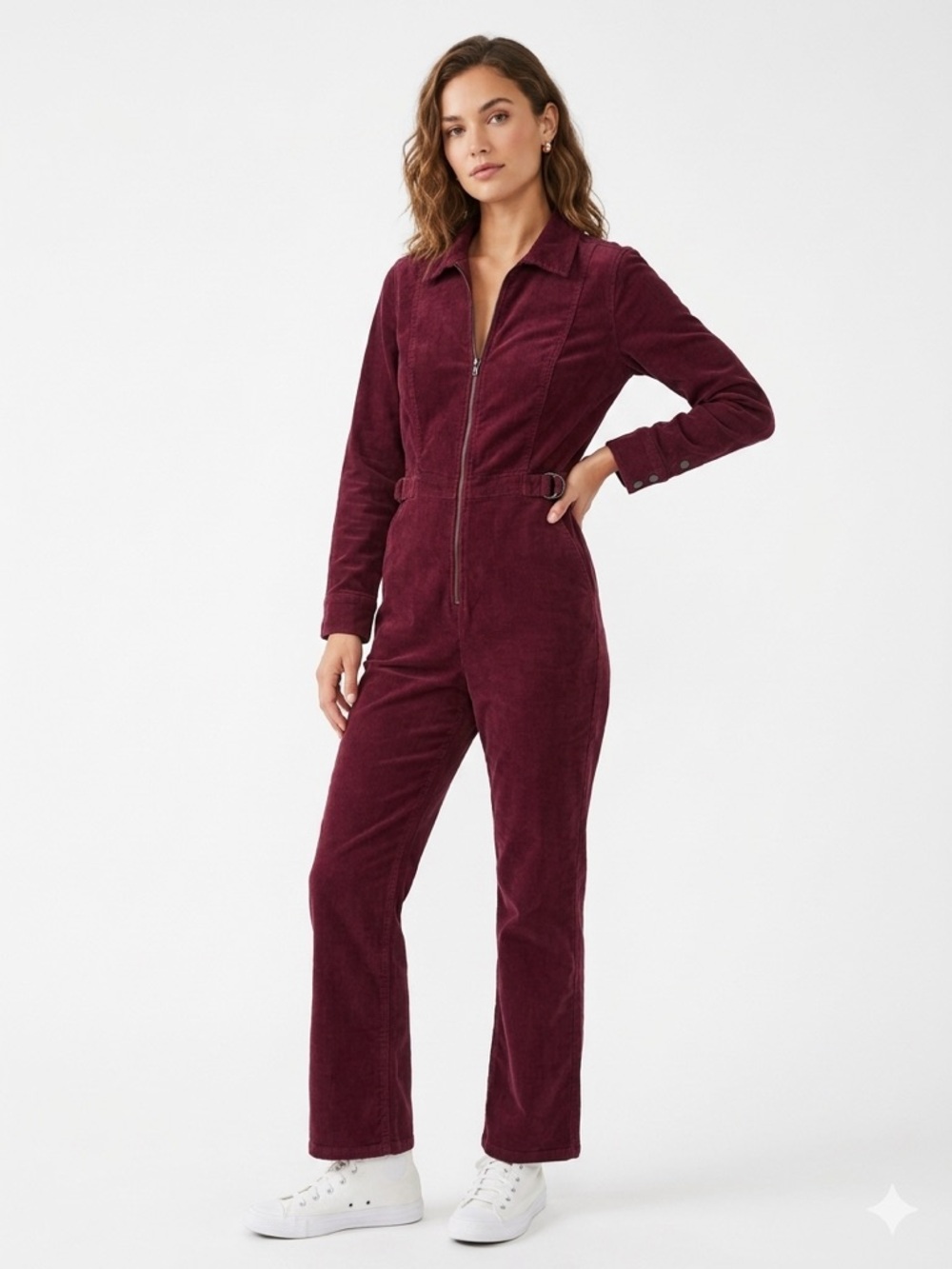 Free People "Take Me Out" Corduroy Jumpsuit in the burgundy/wine colorway -6